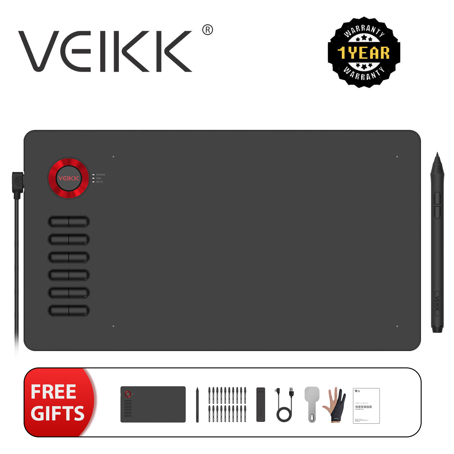 Drawing Tablet Battery Free Stylus - VEIKK Dành Cho Vẽ A15 10X6