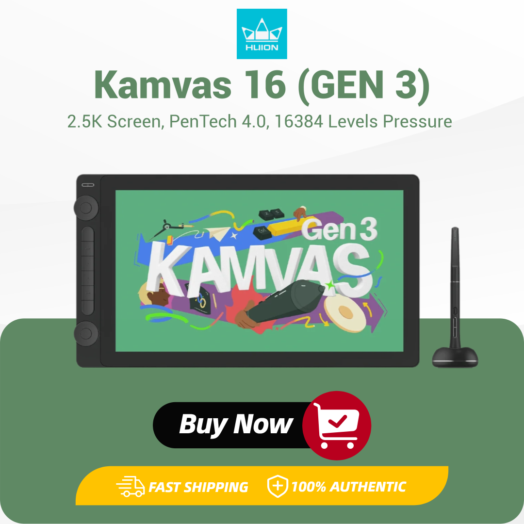 Drawing Tablet With Screen 15.6 Inch - HUION Kamvas Pro 16 2.5K Vẽ