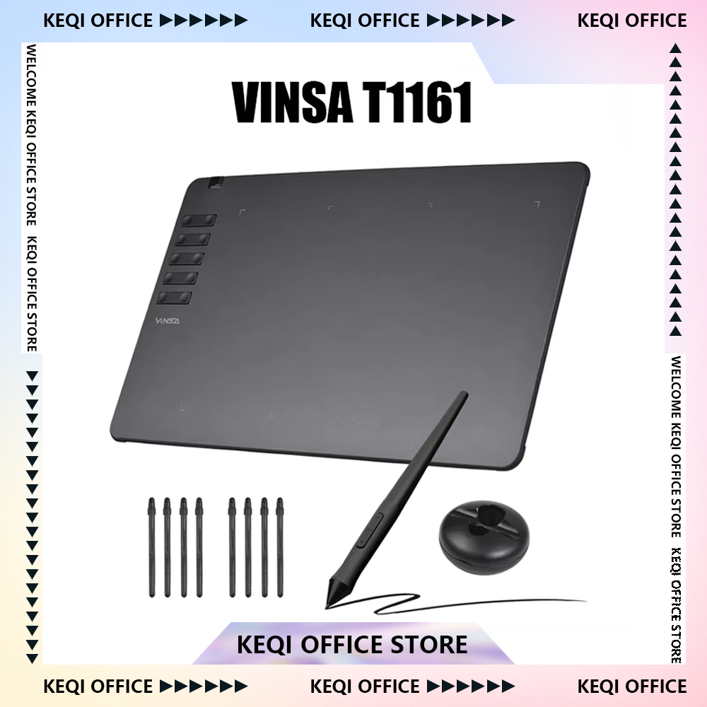 Drawing Tablet Battery Free Stylus - VINSA T1161 Graphics Drawing Tablet Ultra-thin