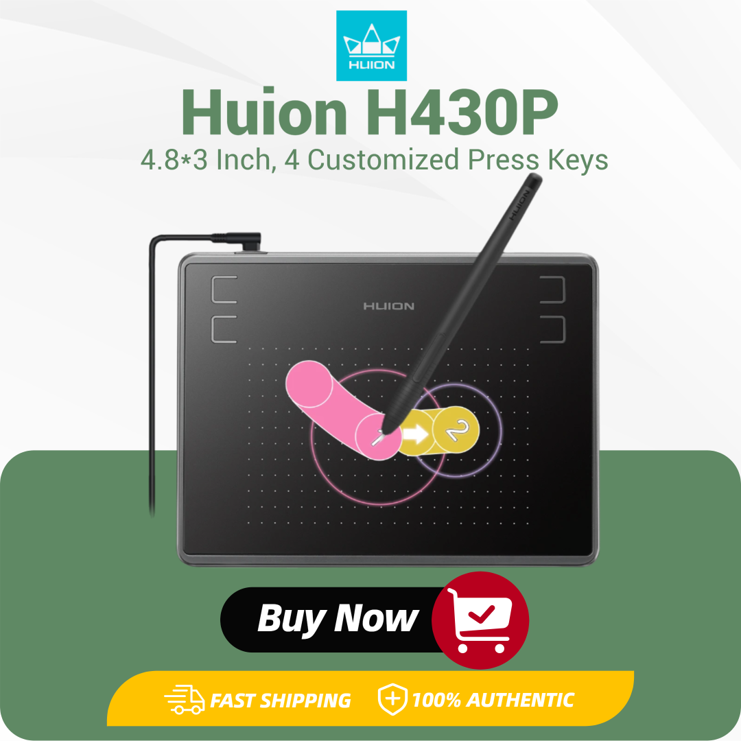 Drawing Tablet Battery Free Stylus - Huion 4X3 Inch H430P Đồ Họa